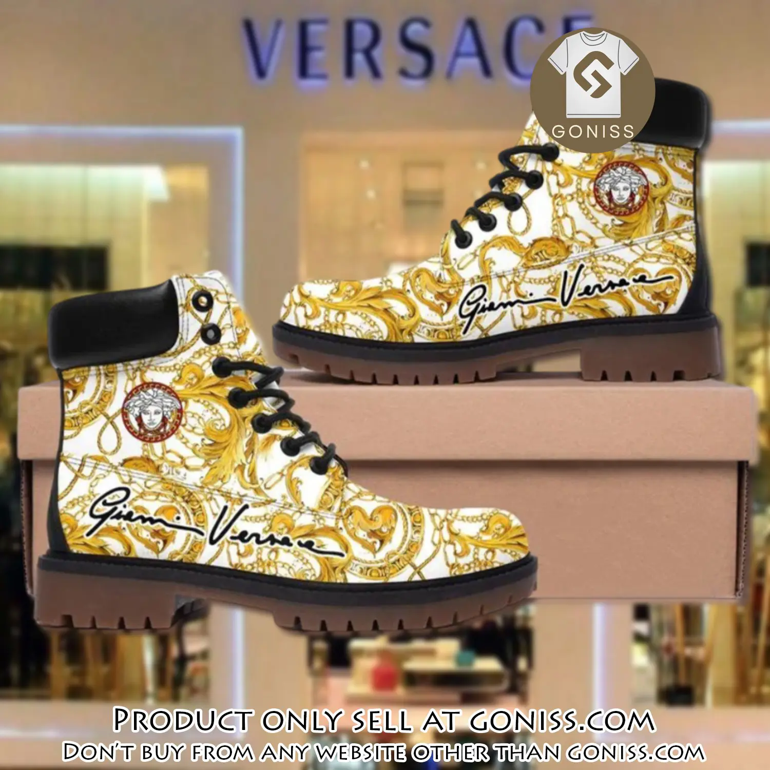 Gianni versace medusa gold pattern white luxury brand boots premium gifts for men women gn5541533